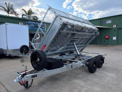 12 x 7 ft Hydraulic 3 Way Flat Deck Hydraulic Tipping Trailer with Ramps - ATM 4.5 tonne