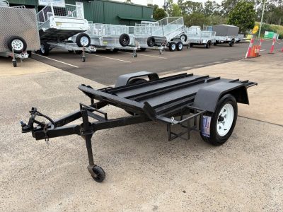 2.3 m x 1.2 m flat top motorbike/ATV/buggy trailer in good condition.